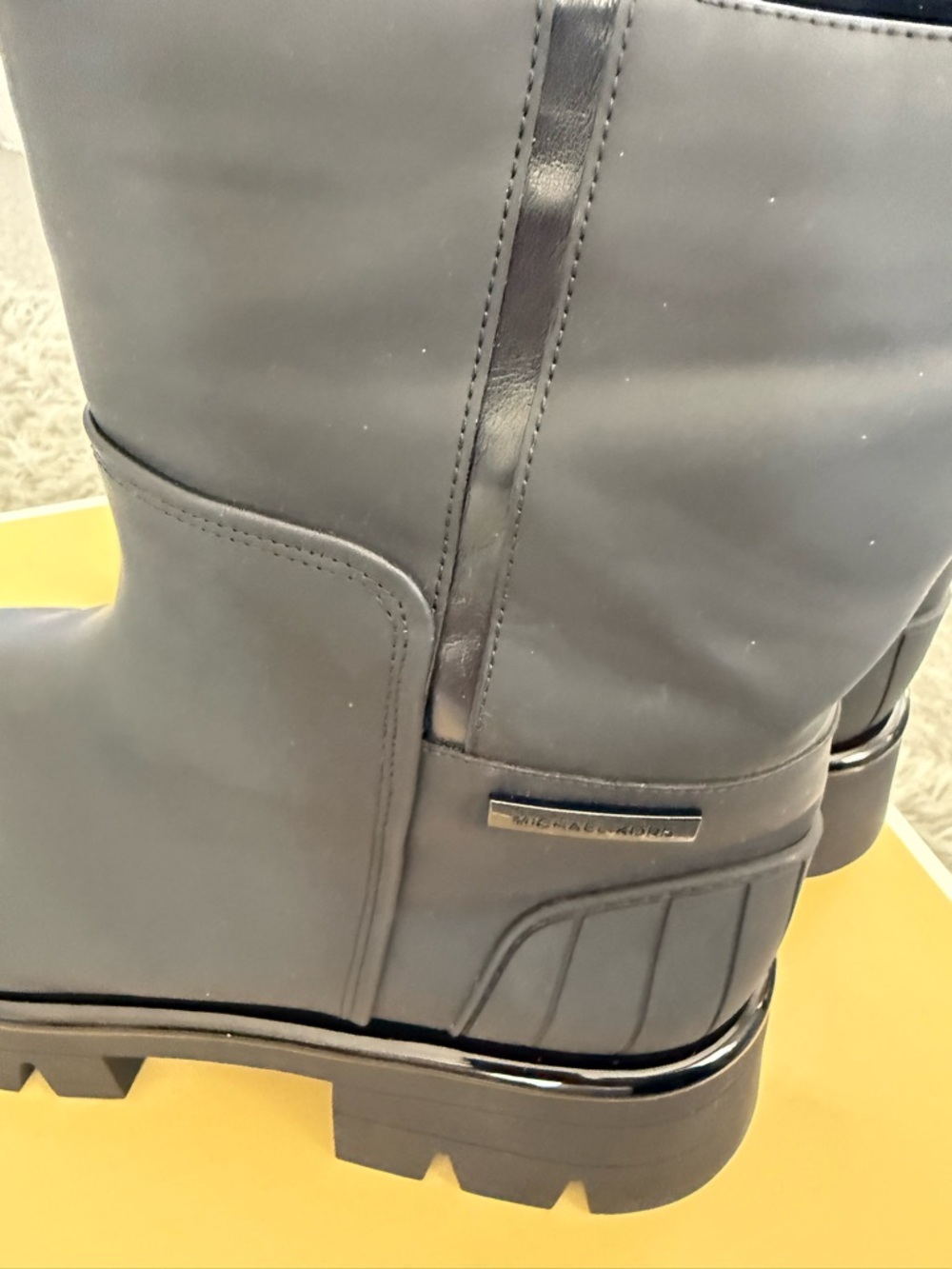 Michael Kors Black Chunky Lug Mid-Calf Rain Boots - Picture 4 of 6